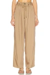 Isabel Marant Inaya High Waist Gathered Straight Leg Pants In Brown