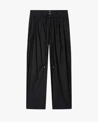 Isabel Marant Drawstring Button Straight Trousers In Black