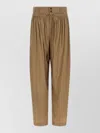 Isabel Marant Inaya High Waist Gathered Straight Leg Pants In Brown