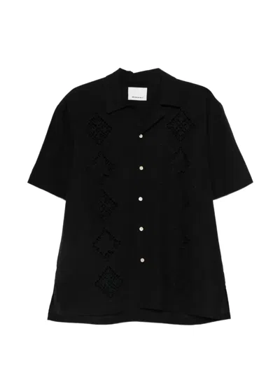 Isabel Marant Indy Openwork Short-sleeve Shirt In Black