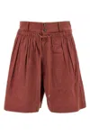 Isabel Marant 'ingrid' Knee-length Pleated Shorts Pockets In Brown