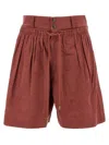 Isabel Marant 'ingrid' Knee-length Pleated Shorts Pockets In Brown