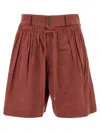 Isabel Marant 'ingrid' Knee-length Pleated Shorts Pockets In Brown