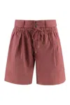 Isabel Marant Cotton Shorts Featuring Button Detailing In Burgundy