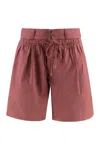 Isabel Marant Cotton Shorts Featuring Button Detailing In Burgundy