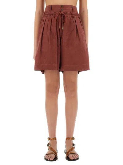 Isabel Marant Ingrid Cotton Shorts In Brown