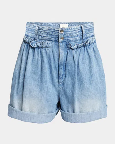 Isabel Marant Ingrid Ruffle Wide-leg Denim Shorts In Light Blue