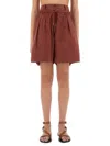 Isabel Marant 'ingrid' Knee-length Pleated Shorts Pockets In Brown