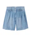 Isabel Marant Ingrid Ruffled Cotton-chambray Shorts In Blue