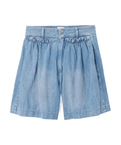 Isabel Marant Ingrid Ruffled Cotton-chambray Shorts In Blue