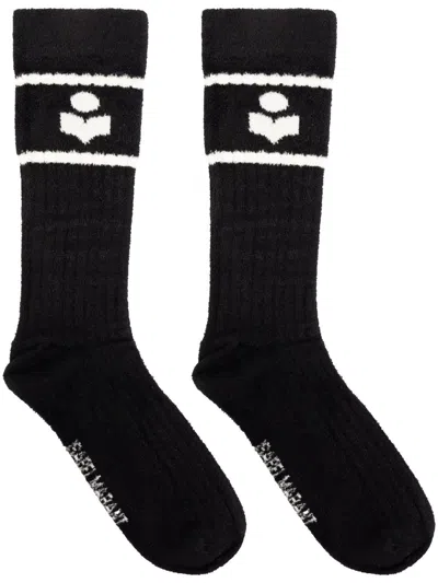Isabel Marant Intarsia-knit Logo Socks In Black