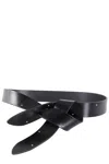 Isabel Marant Interlocking Closure Black Cow Leather Belt In Black