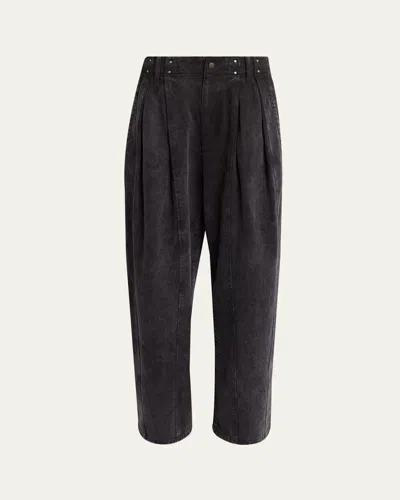 Isabel Marant Ireme Studded Denim Trousers In Black