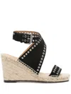 Isabel Marant Iriane Wedge Sandals Braided Raffia In Black