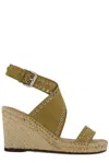 Isabel Marant Iriane Eyelet-embellished Suede Espadrille Wedge Sandals In Brown