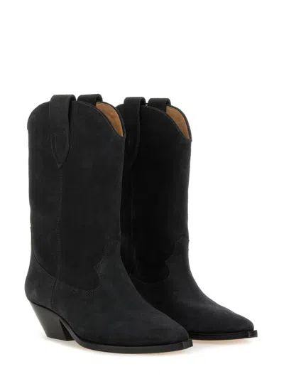 Isabel Marant Duerto Pointed-toe Calf Suede Mid-calf Boots In Black