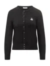 Isabel Marant Étoile Black Cardigan With Embroidered Logo In Black