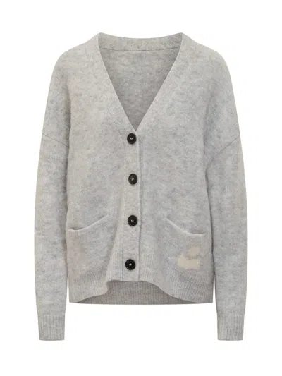 Isabel Marant Étoile Grey Cardigan With Embroidered Logo In Gray