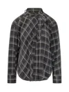 Isabel Marant Gray Check Shirt With High Collar In Blue