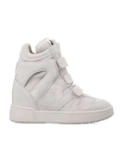 Isabel Marant Beige Calf Leather Bos Taurus Platform Sneakers In White