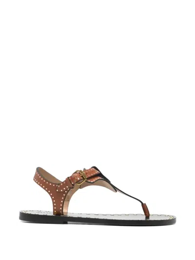 Isabel Marant Joonya Leather Thong Sandals In Animal Print
