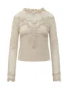 Isabel Marant Lace Top With Long Sleeves In Neutral