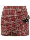 Isabel Marant Gisen Belted Plaid Cotton Miniskirt In Red