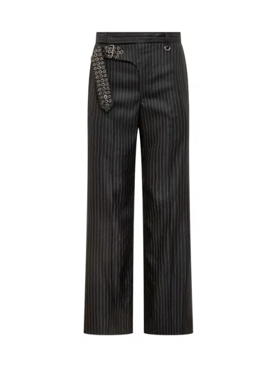 Isabel Marant Striped Pants With Belt Detail In Black