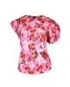 Shop Isabel Marant Isabell Marant Stylized Asymmetric Floral Blouse In Pink Viscose