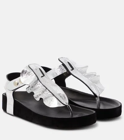 Isabel Marant Metallic-strap Leather Sandals In Silver
