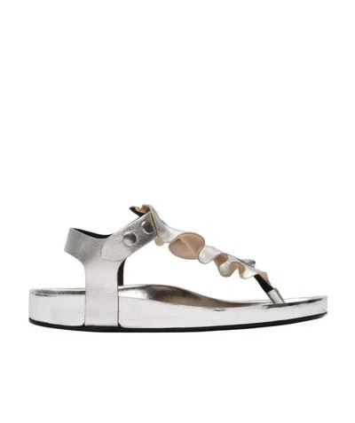 Isabel Marant Isele Metallic-effect Leather Sandals In Silver