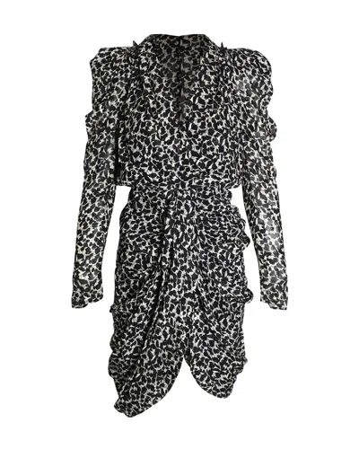 Isabel Marant Issolya Ruched Printed Metallic Fil Coupé Dress In Multicolor Viscose