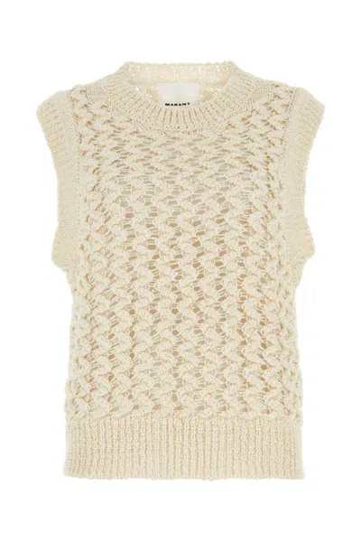 ISABEL MARANT IVORY COTTON BLEND FYNN VEST