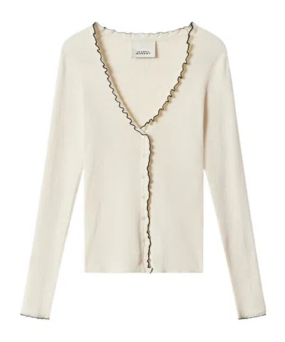 Isabel Marant Izae Ribbed-knit Silk And Cotton Cardigan In White