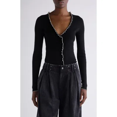 Isabel Marant Izae Silk & Cotton Rib Cardigan In Black