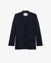 Isabel Marant Pinstriped Single-breasted Blazer In Midnight-ecru