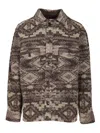 Isabel Marant Textured Wool-blend Jacket With Geometric Pattern In Brown