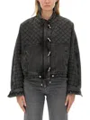 Isabel Marant Celiany Quilted Denim Jacket In Grey