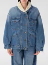 Isabel Marant Denim Jacket With Sherpa Collar Pimia In Blue