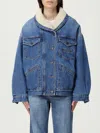Isabel Marant Casual Jacket With Shearling Collar And Pockets In Blue