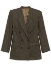 Isabel Marant Jevimagz Double-breasted Brown Striped Wool-blend Jacket