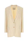 Isabel Marant Embroidered Stretch Crepe Omelia Blazer In Ecruburgundy