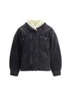 Isabel Marant Pimia Jacket In Denim And Faux Fur In Black