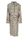 Isabel Marant Printed Animal Belted Waist Long Jacket In Brown