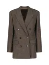 Isabel Marant Jevimagz Double-breasted Brown Striped Wool-blend Jacket In Brown