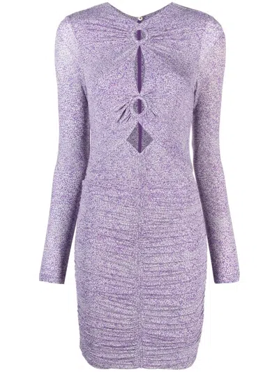 Isabel Marant Mini Dress With Keyhole And Ruched In Purple