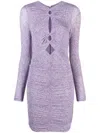 Isabel Marant Mini Dress With Keyhole And Ruched In Purple