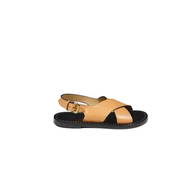 Isabel Marant Jane Low Sandals In Tan Smooth Leather