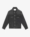 Isabel Marant Jango Logo-embroidered Faded Denim Jacket In Black