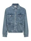 Isabel Marant Blue Jango Logo-embroidered Denim Jacket In Blue
